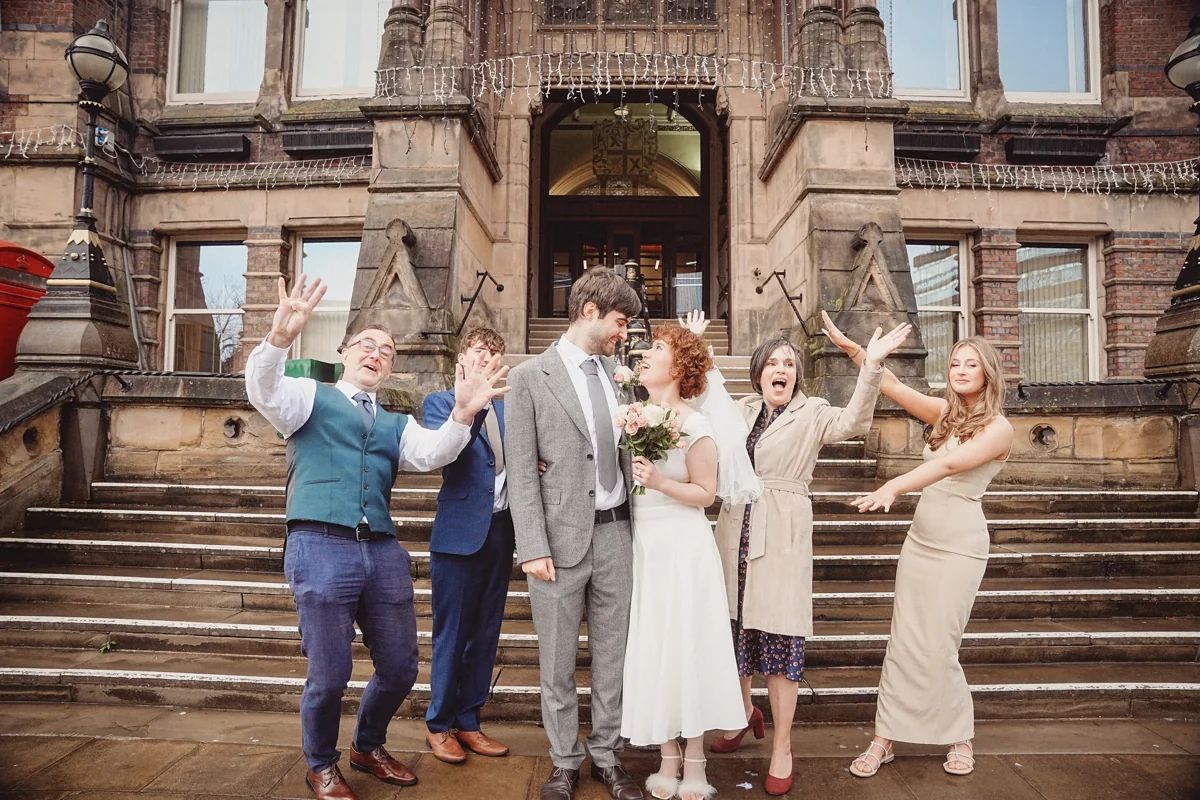 A wedding ceremony at a historic English town hall